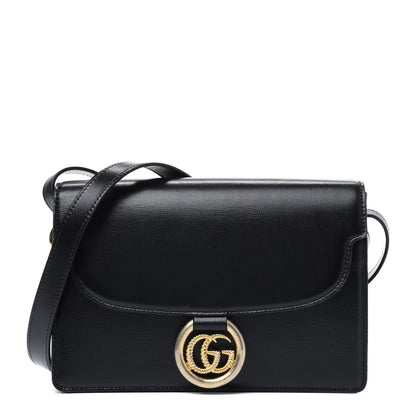 Gucci Textured Calfskin Small Torchon GG Ring Shoulder Bag Black 1 of 13