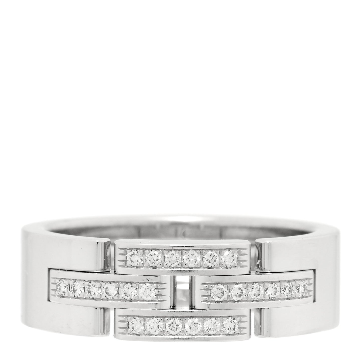 18K White Gold Diamond Maillon Panthere Band Ring 51 5.75
