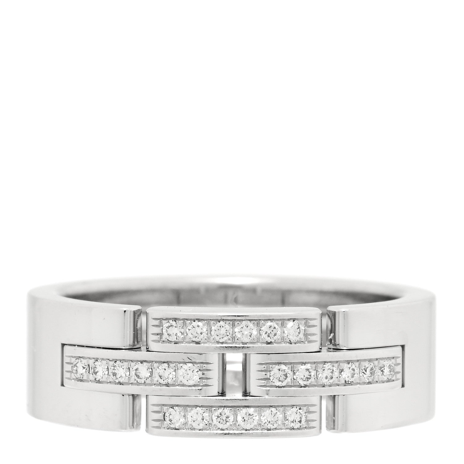 Cartier 18K White Gold Diamond Maillon Panthere Band Ring 51 5.75 1 of 5