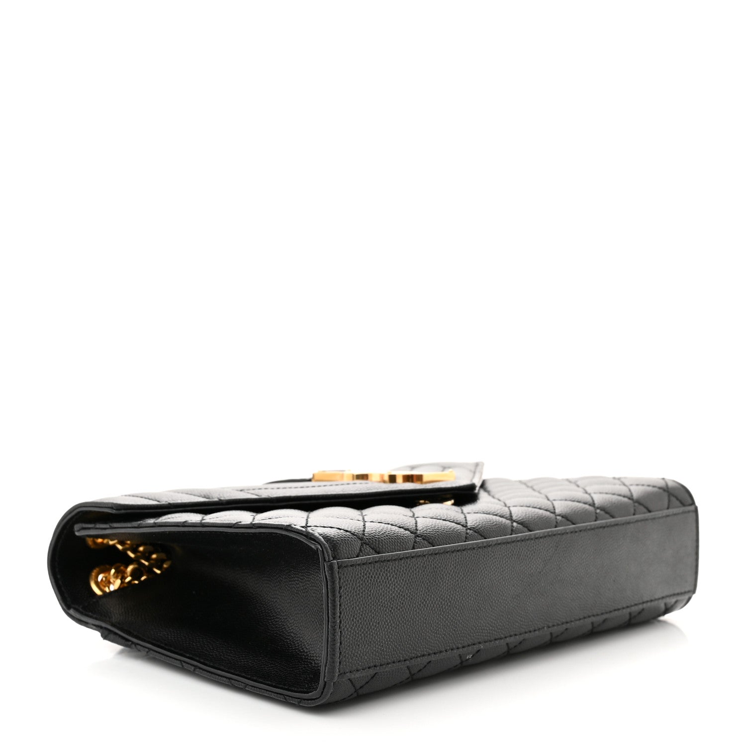 Saint Laurent Grain De Poudre Textured Mixed Matelasse Triquilt Medium Monogram Satchel Black 4 of 11