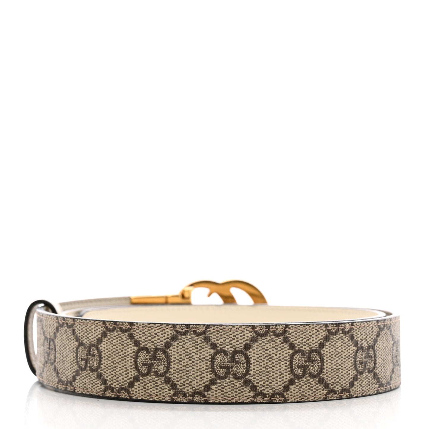 GG Supreme Monogram Plutone Calfskin Double G Reversible 30mm Belt 90 36 Beige Ebony Mystic White