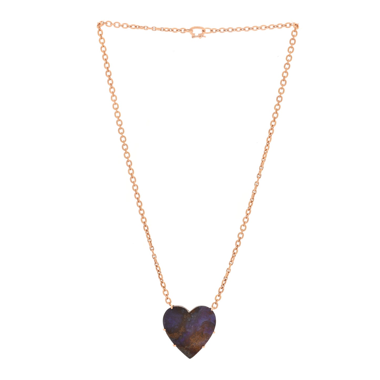 18K Rose Gold Boulder Opal One of a Kind Love Pendant Necklace