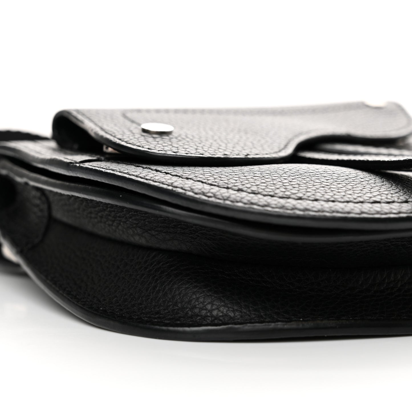 Grained Calfskin Saddle Messenger Bag Black