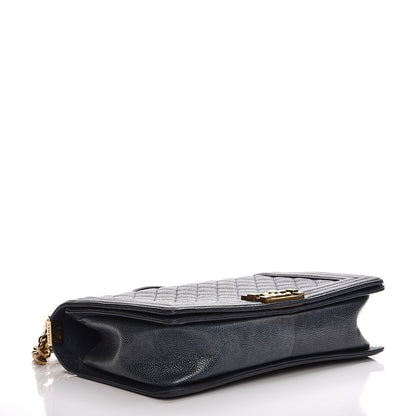 Chanel Caviar Quilted New Medium Boy Flap Dark Navy Blue 4 of 13