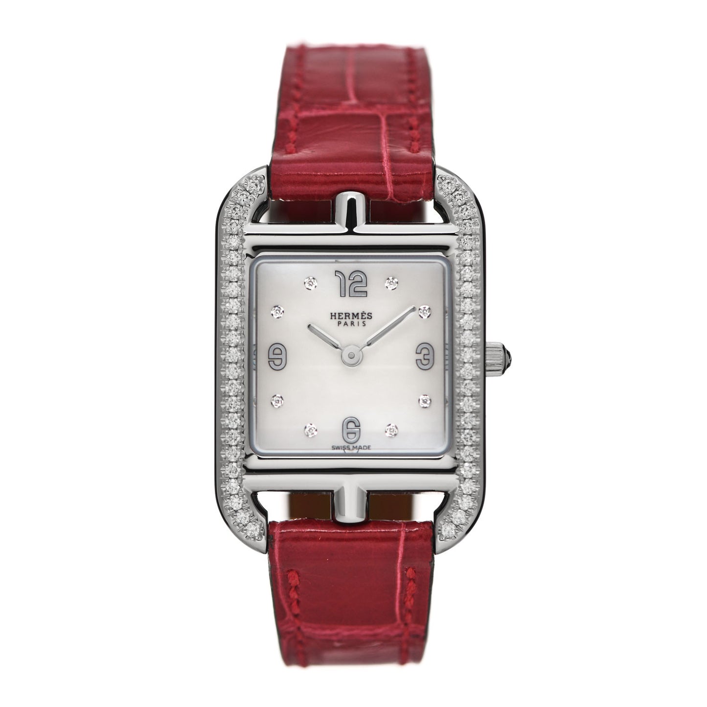 Stainless Steel Alligator Diamond Bezel Mother of Pearl 23mm Cape Cod Quartz Watch Braise