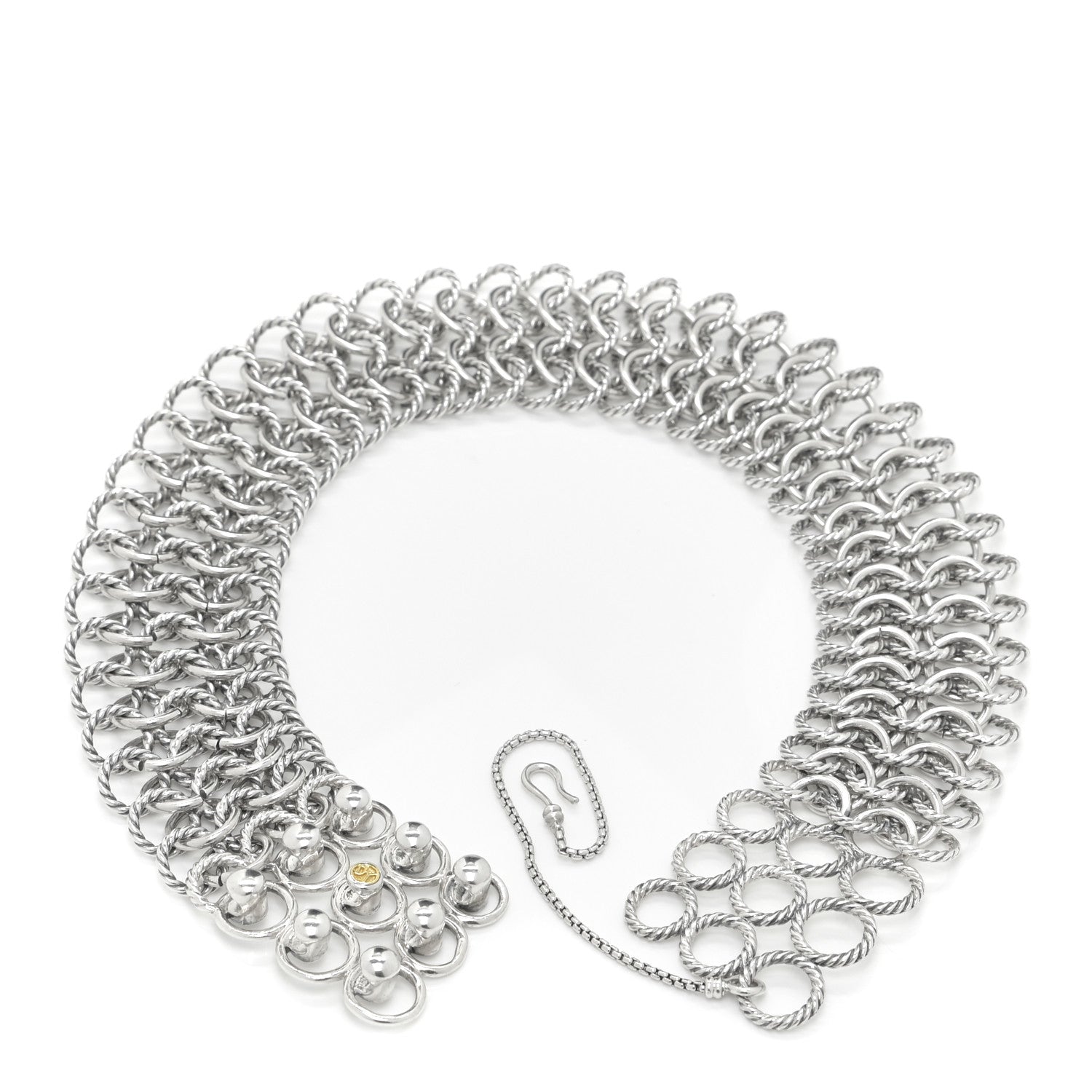David Yurman Sterling Silver 18K Yellow Gold Chainmail Collar Necklace 4 of 6