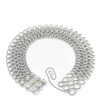 David Yurman Sterling Silver 18K Yellow Gold Chainmail Collar Necklace 4 of 6