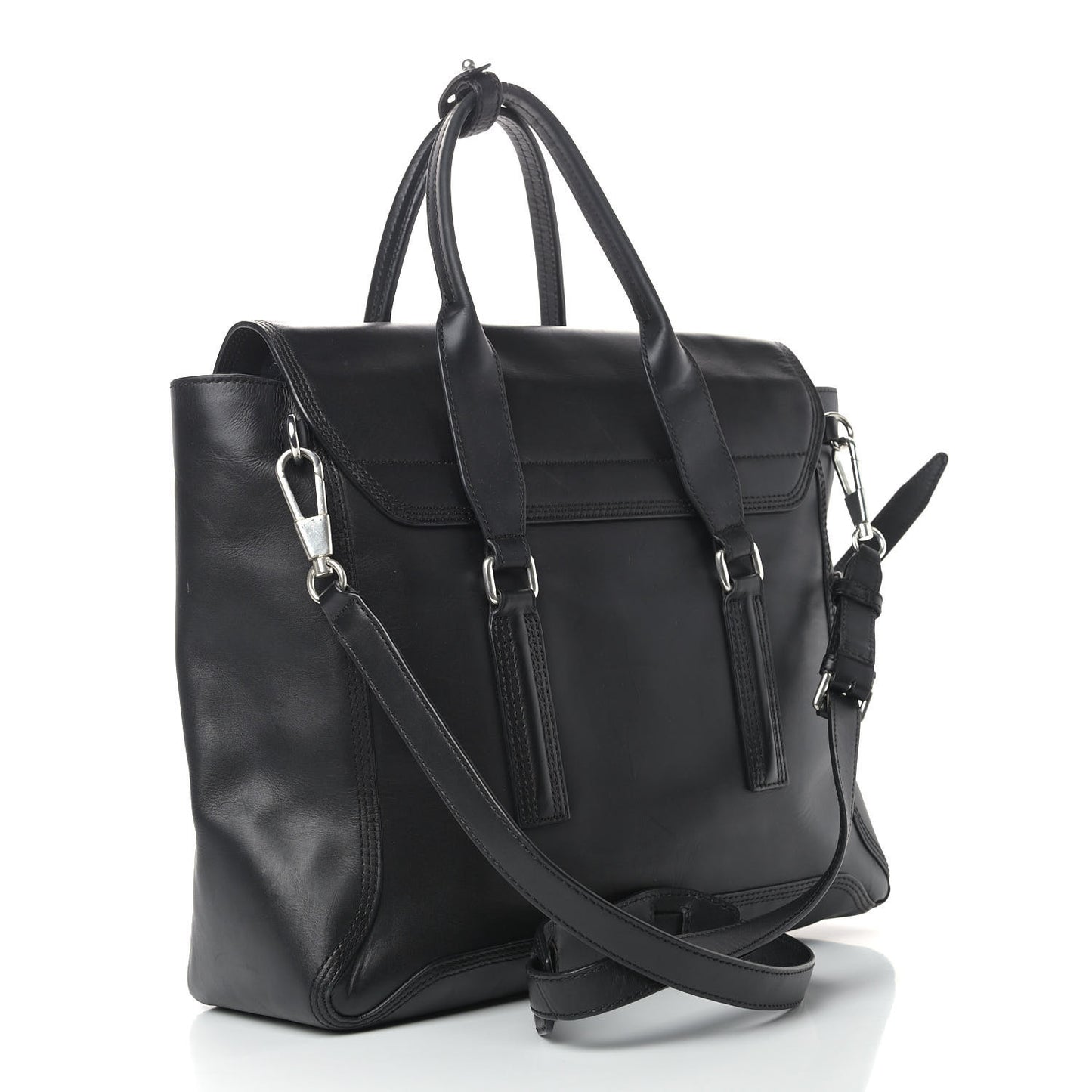 Smooth Calfskin Large Pashli Satchel Black