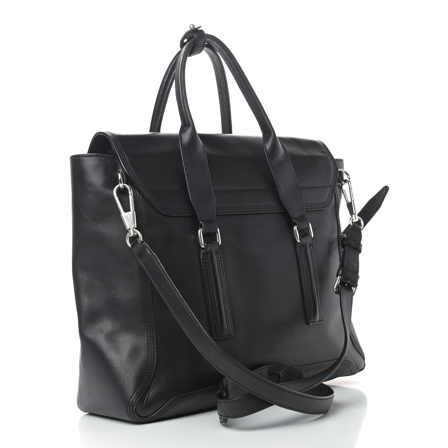 3.1 Phillip Lim Smooth Calfskin Large Pashli Satchel Black 3 of 16