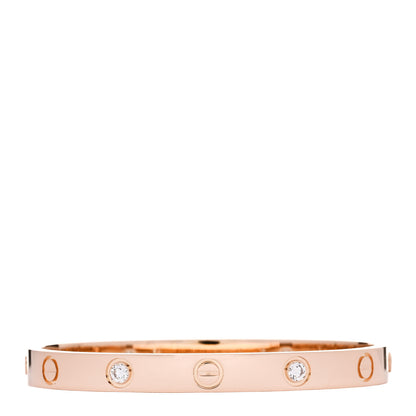 Cartier 18K Pink Gold 4 Diamond LOVE Bracelet 16 2 of 9