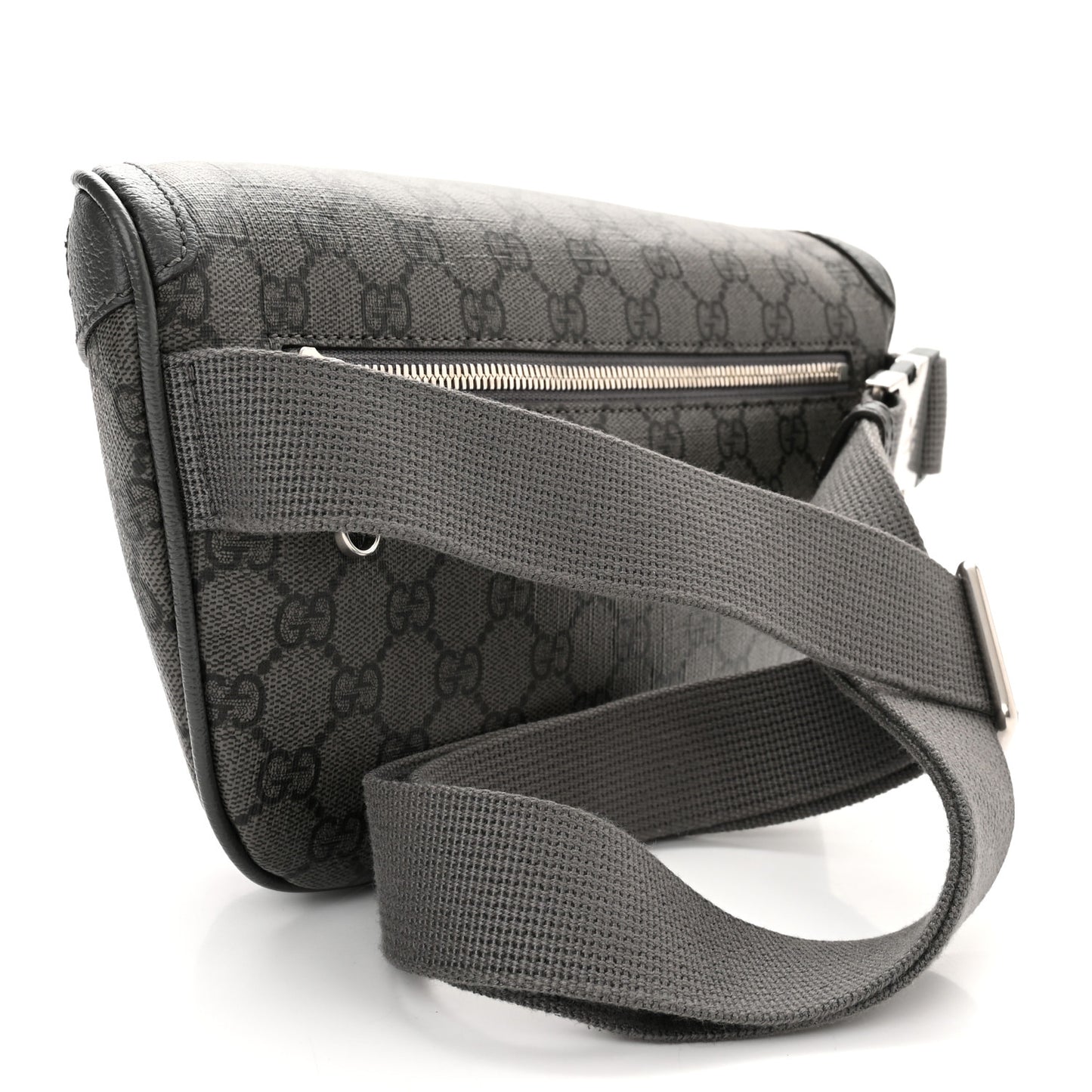 GG Supreme Monogram Textured Dollar Calfskin Ophidia Belt Bag Grey Black Graphite Grey