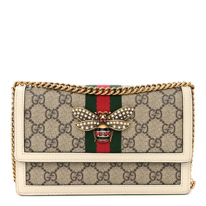 Gucci GG Supreme Monogram Web Queen Margaret Chain Wallet White 1 of 10