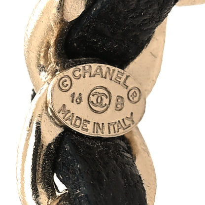Chanel Lambskin CC Chain Hoop Earrings Matte Gold Black 4 of 4