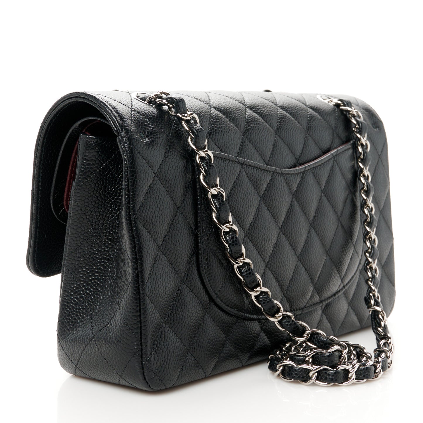 Caviar Quilted Medium Double Flap Black