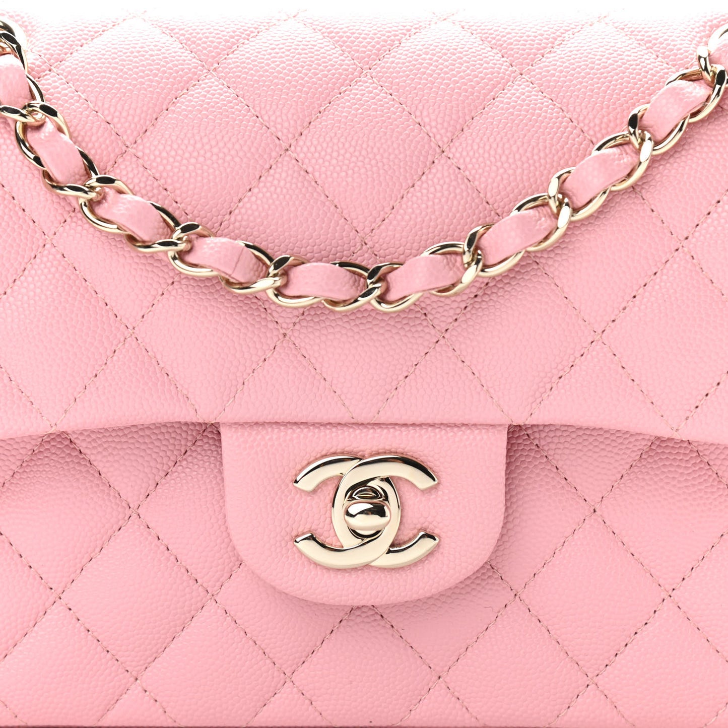 Caviar Quilted Small Double Flap Pink