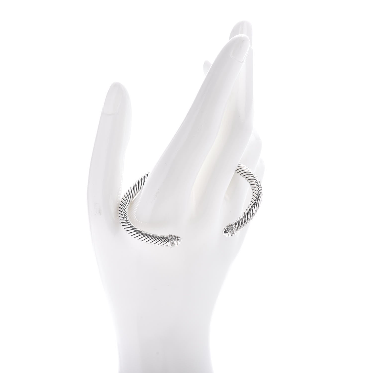 David Yurman Sterling Silver Diamond 5mm Cable Classics Dome Bracelet 2 of 4