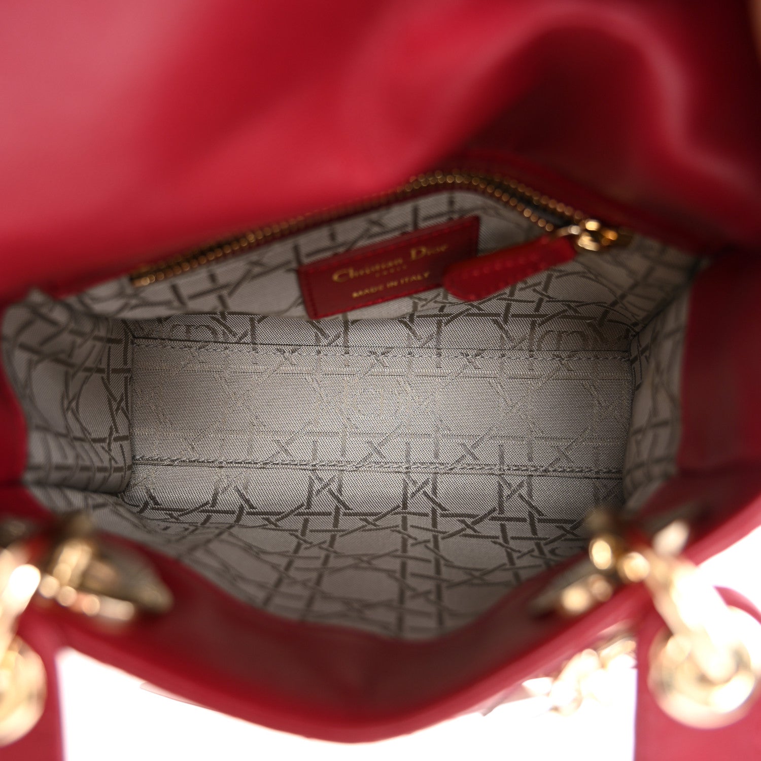 Christian Dior Lambskin Cannage Mini Lady Dior Red 5 of 12