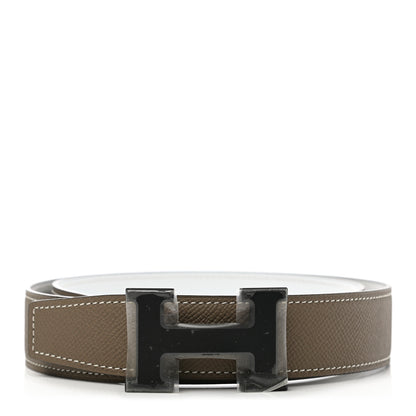 Hermes Epsom PVD Plated 32mm H Belt 80 Etoupe White 1 of 7