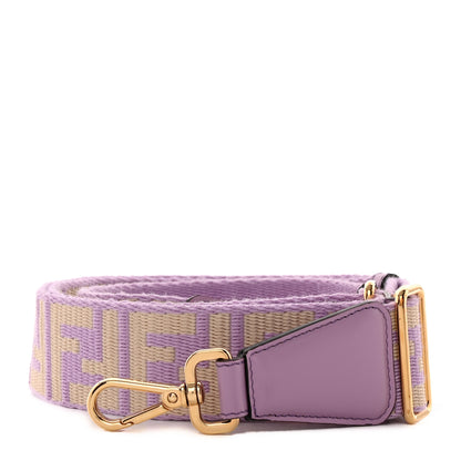 Fendi Jacquard Ribbon Vitello King FF Bi-Color Intreccio Adjustable Strap You Violetta Crema 1 of 6