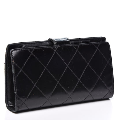 Chanel Glazed Calfskin Diamond Stitched French Wallet Black 2 of 17