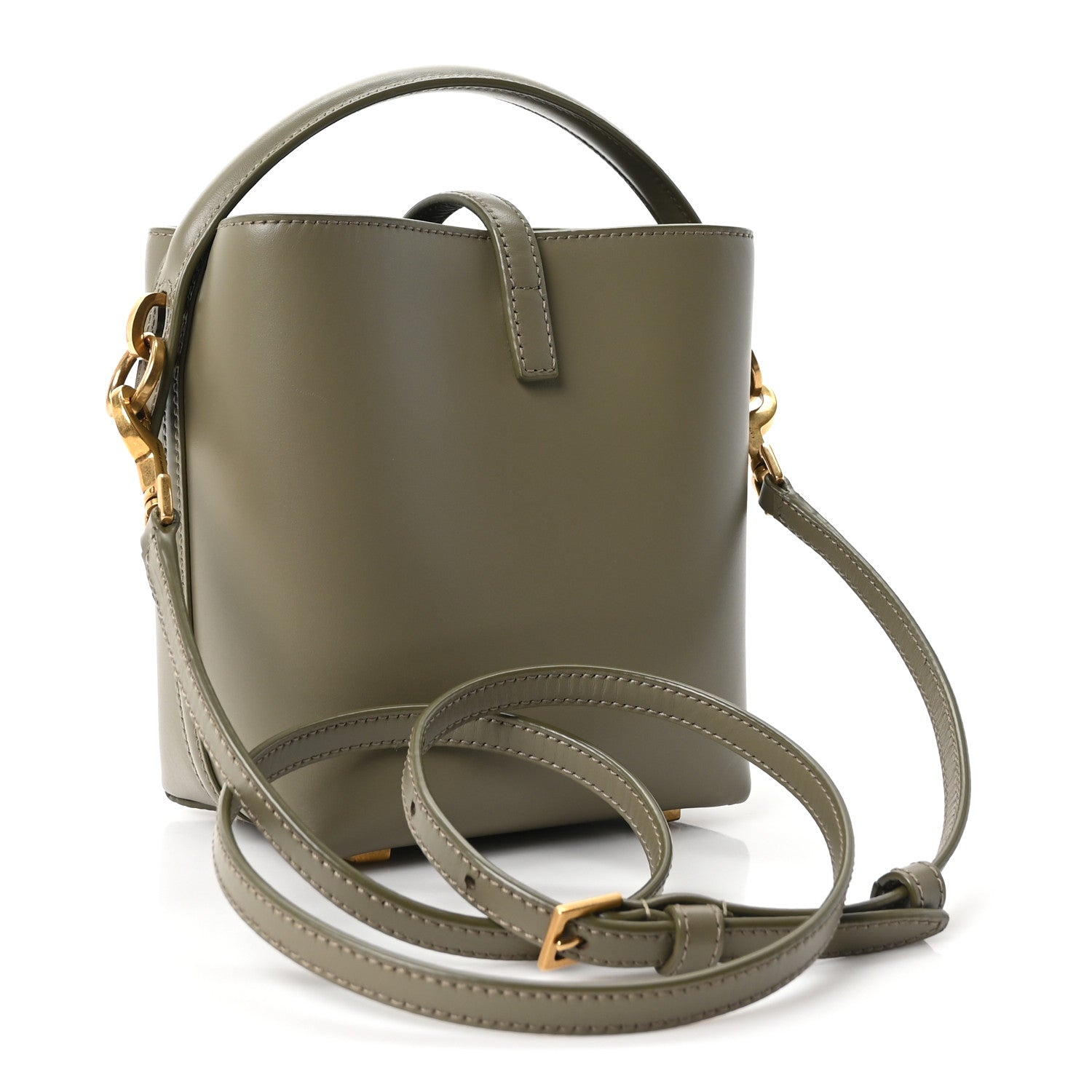 Saint Laurent Shiny Calfskin Le 37 Mini Bucket Bag Strong Moss 3 of 11