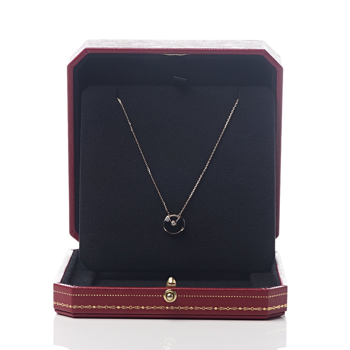 18K Pink Gold Diamond Black Onyx XS Amulette de Cartier Pendant Necklace
