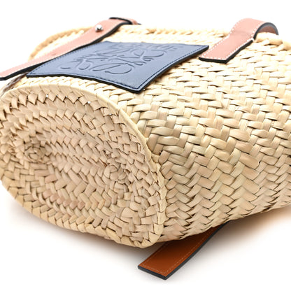 Loewe Raffia Small Basket Tote Bag Natural Tan Navy 9 of 9