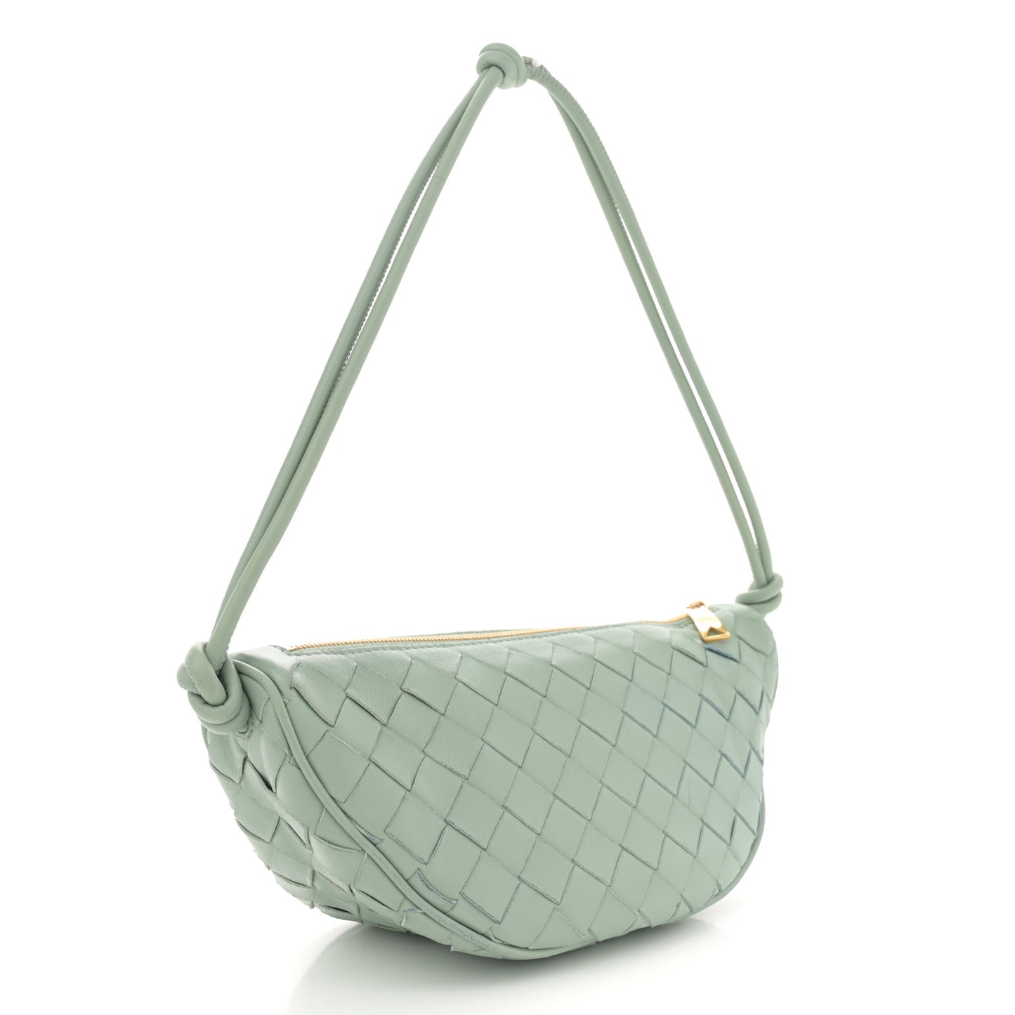 Nappa Intrecciato Half Moon Pouch On Strap Sauge