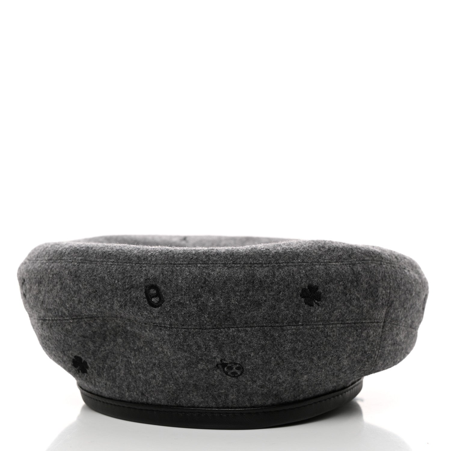 Hermes Cashmere Lambskin Saint-Honore Charms Beret 57 Charbon 3 of 8