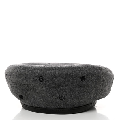 Hermes Cashmere Lambskin Saint-Honore Charms Beret 57 Charbon 3 of 8