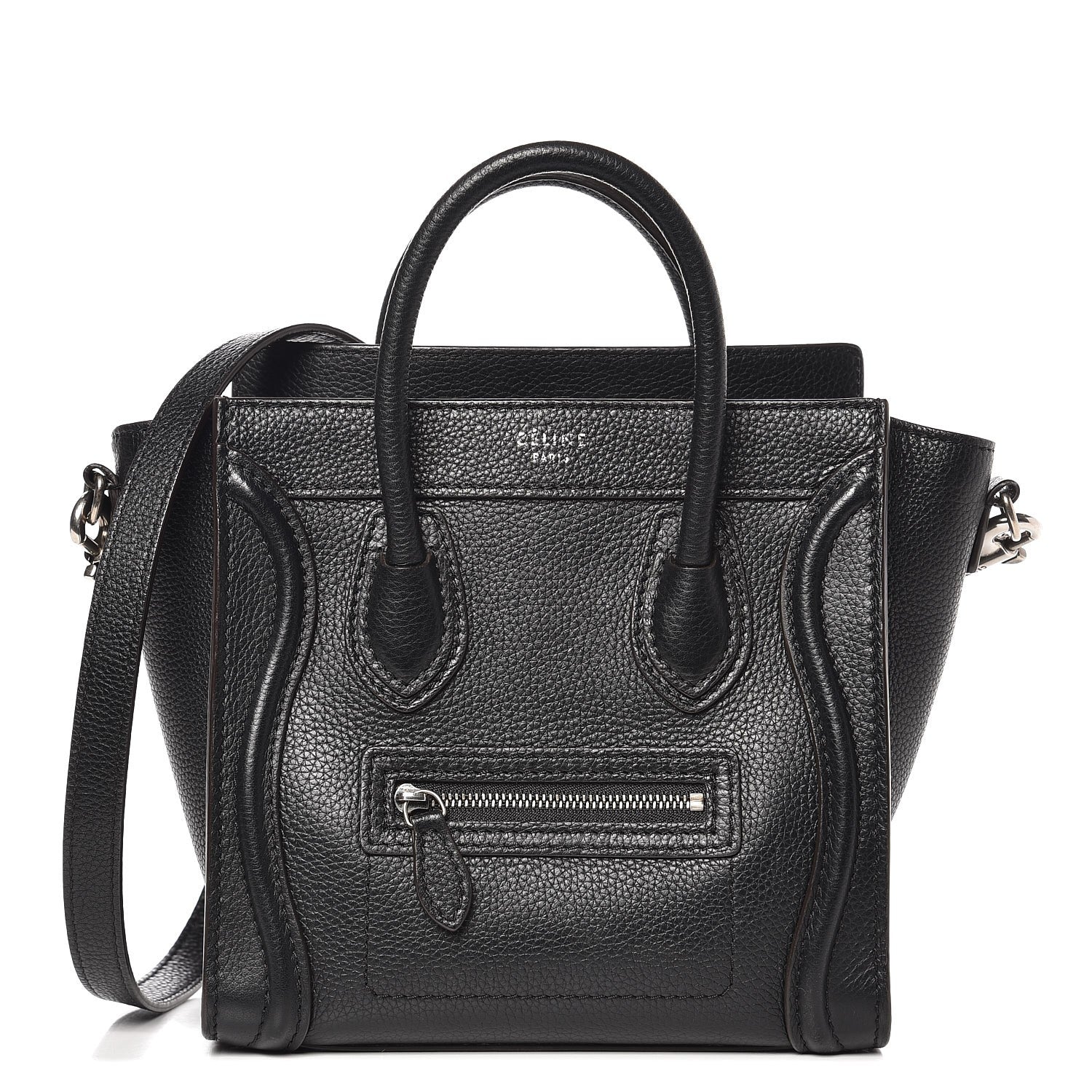 Celine Drummed Calfskin Nano Luggage Black 1 of 7