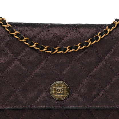 Chanel Iridescent Calfskin Quilted Tartan Button Wallet on Chain WOC 9 of 17