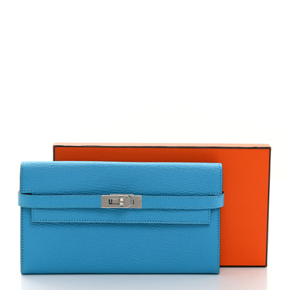 Hermes Chevre Mysore Kelly Longue Wallet Bleu Azteque 7 of 7