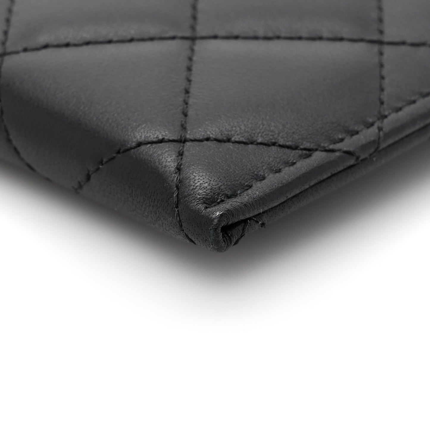 Lambskin Quilted Classic Zip Pouch Black