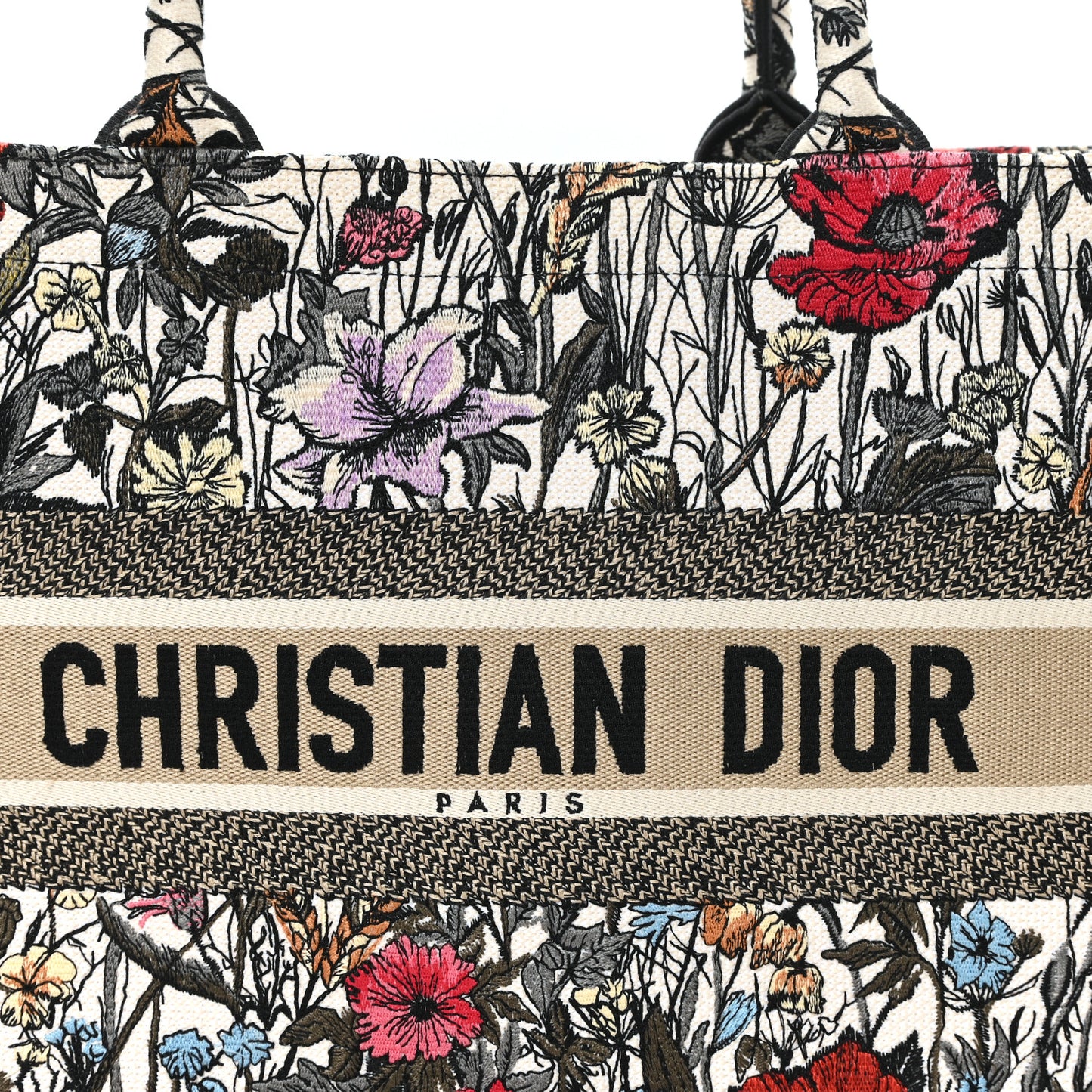 Canvas Embroidered Medium Mille Fleurs Book Tote Multicolor