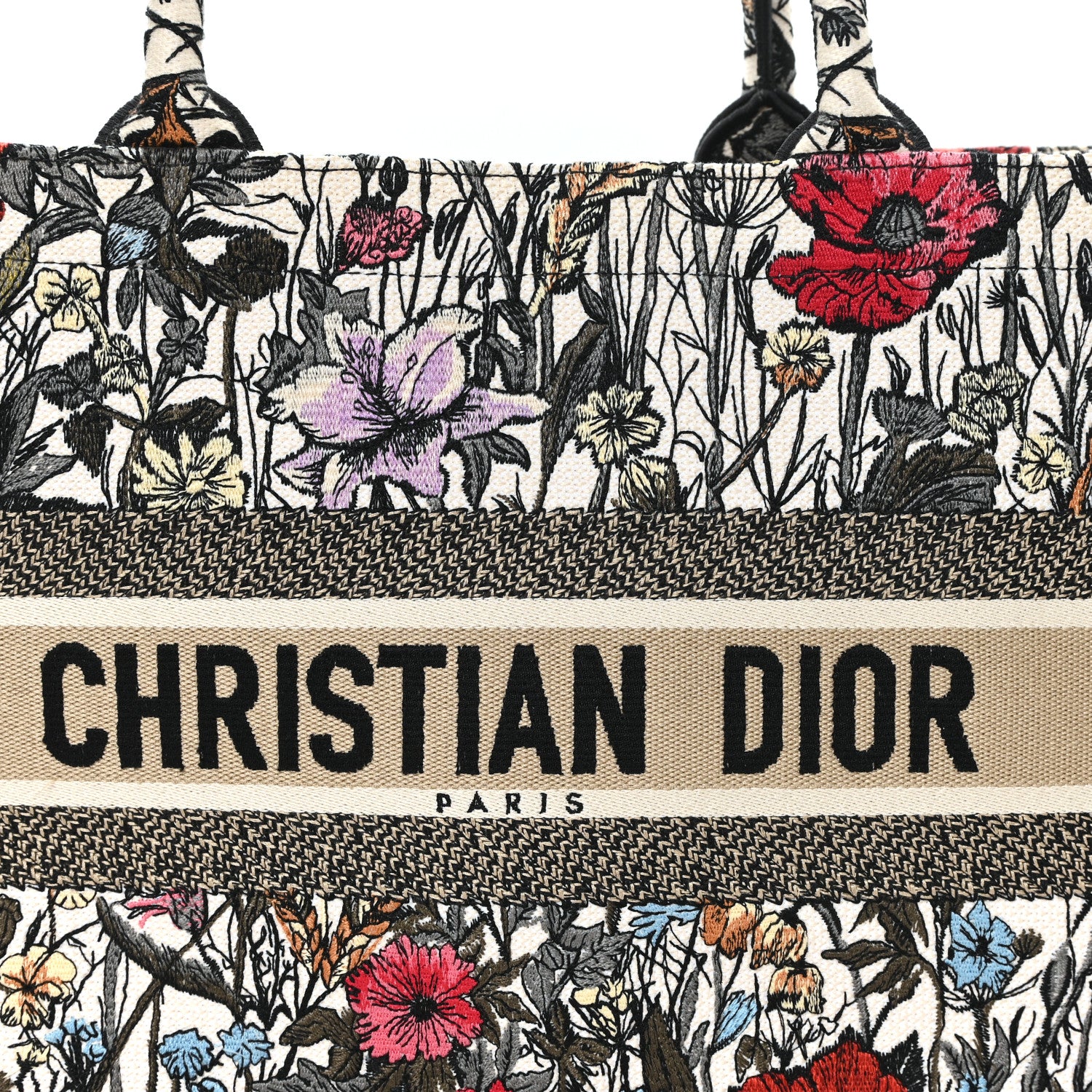 Christian Dior Canvas Embroidered Medium Mille Fleurs Book Tote Multicolor 8 of 11