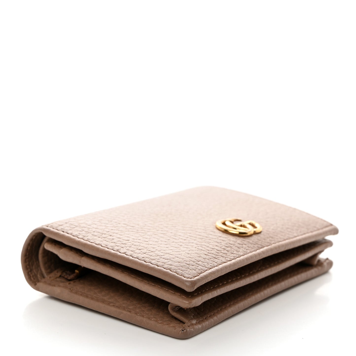 Pebbled Calfskin GG Marmont Card Case Porcelain Rose