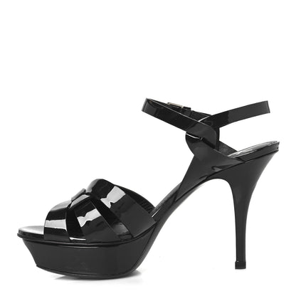 Saint Laurent Patent Tribute 75 Platform Sandals 36.5 Navy 1 of 10