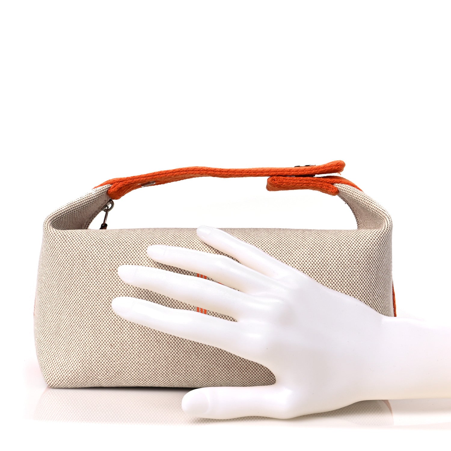 Hermes Canvas Small Bride-A-Brac Pouch Natural Orange 3 of 8