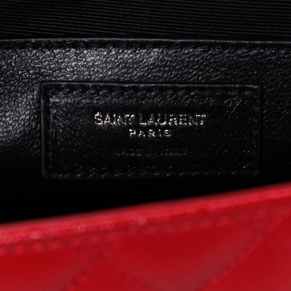 Saint Laurent Grain De Poudre Textured Mixed Matelasse Triquilt Medium Monogram Satchel New Red 7 of 12