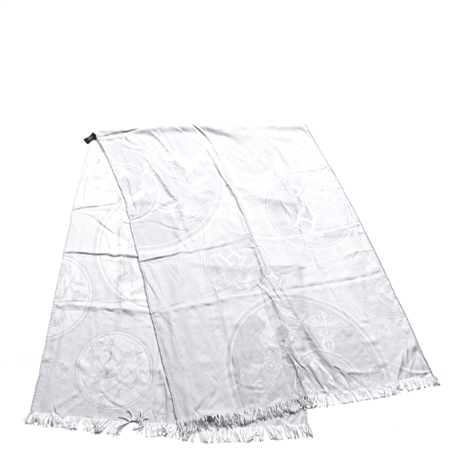 Hermes Cashmere Silk New Libris Stole Gris Nuage 2 of 3