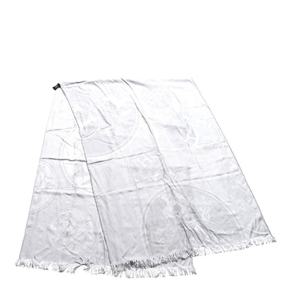 Hermes Cashmere Silk New Libris Stole Gris Nuage 2 of 3