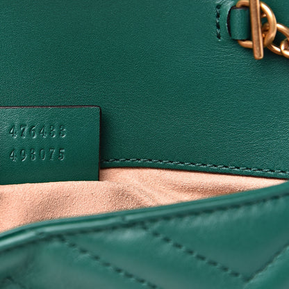 Gucci Calfskin Matelasse Super Mini GG Marmont Shoulder Bag Emerald Green 6 of 10