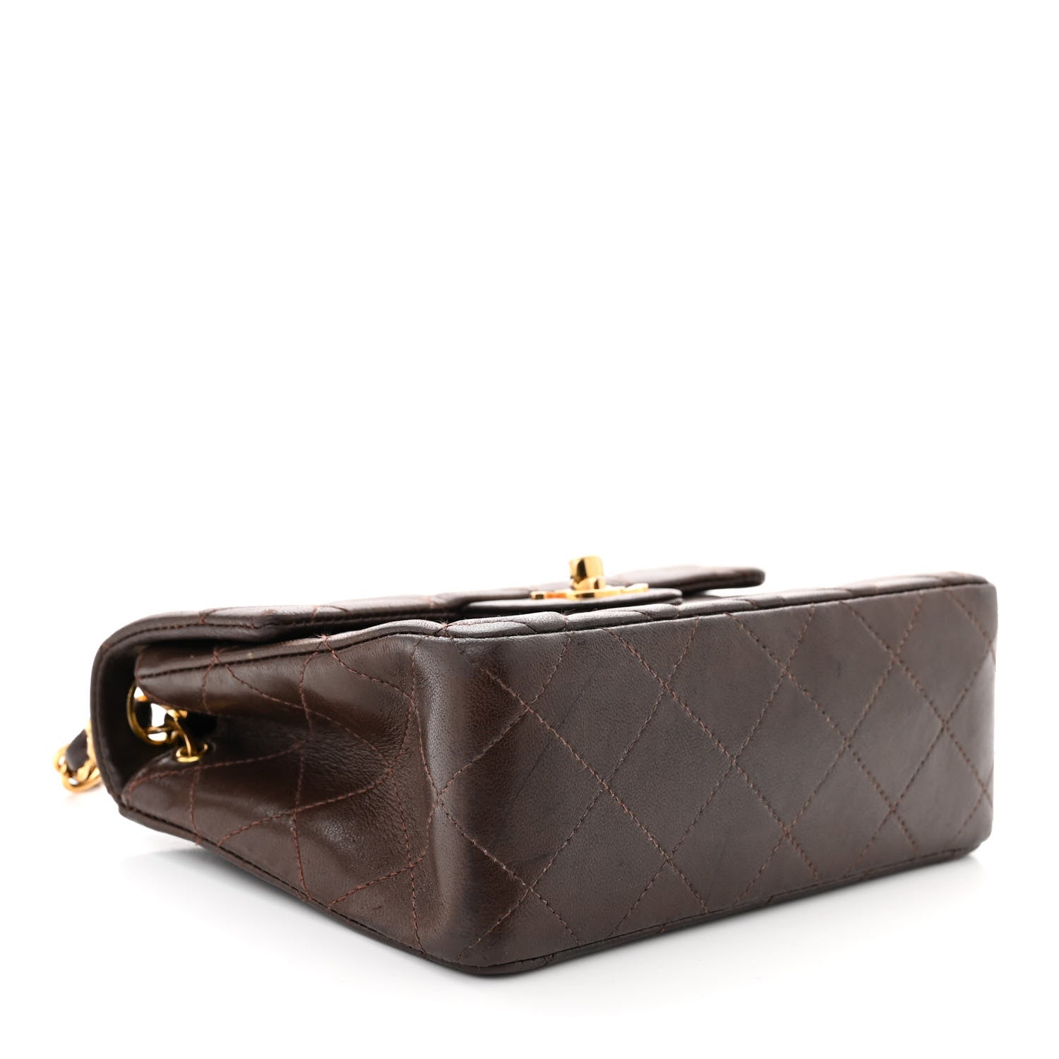 Chanel Lambskin Quilted Mini Square Flap Bag Dark Brown 4 of 13