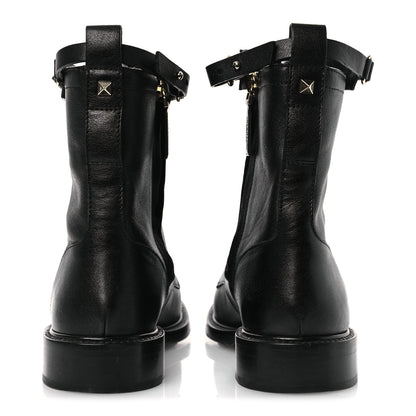 Valentino Garavani Calfskin Rockstud Combat Ankle Boots 37 Black 6 of 12