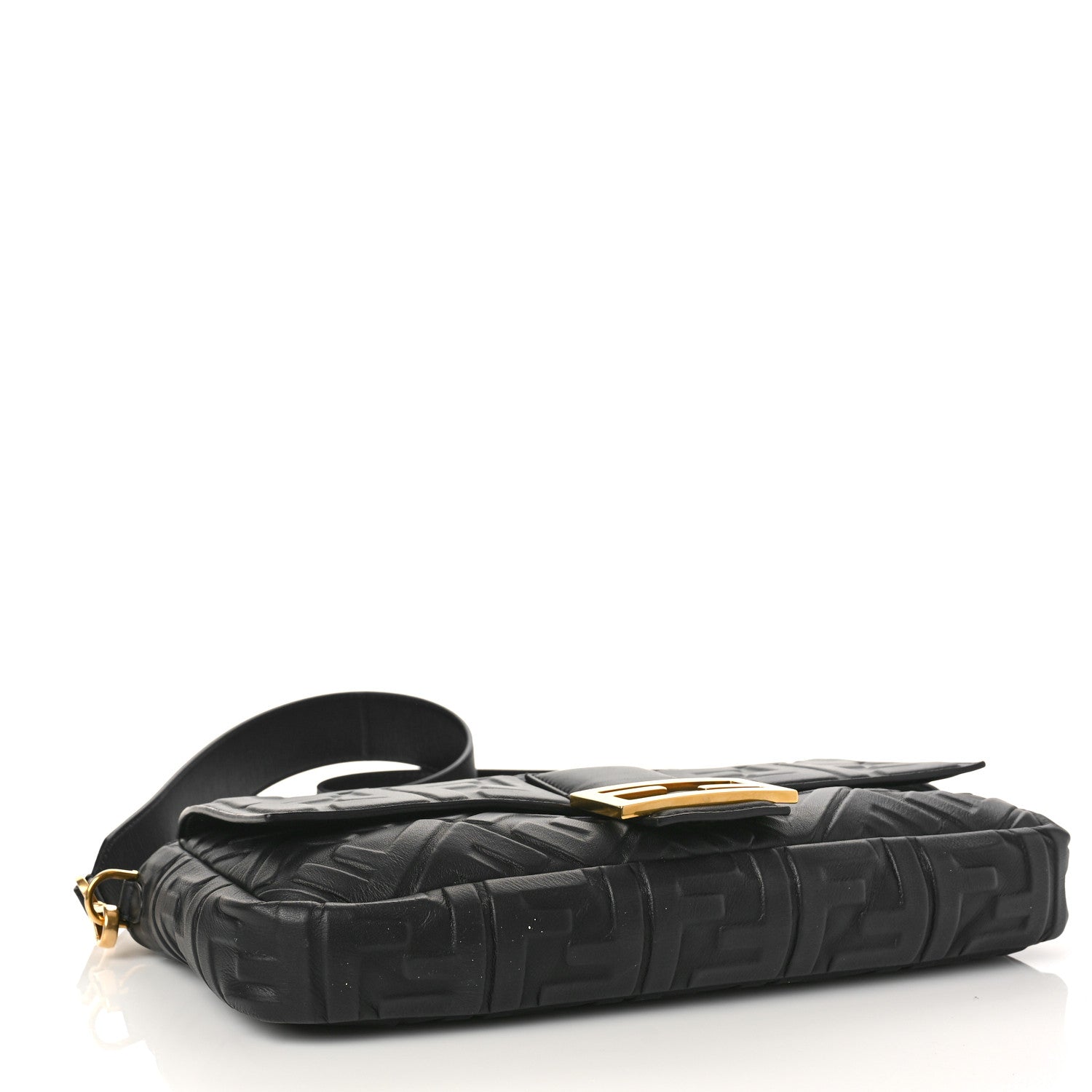 Fendi Nappa FF 1974 Embossed Large Baguette Black 4 of 9