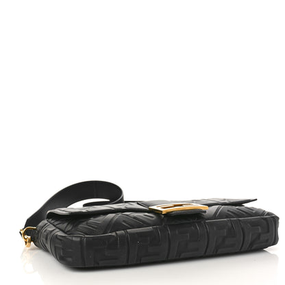 Fendi Nappa FF 1974 Embossed Large Baguette Black 4 of 9