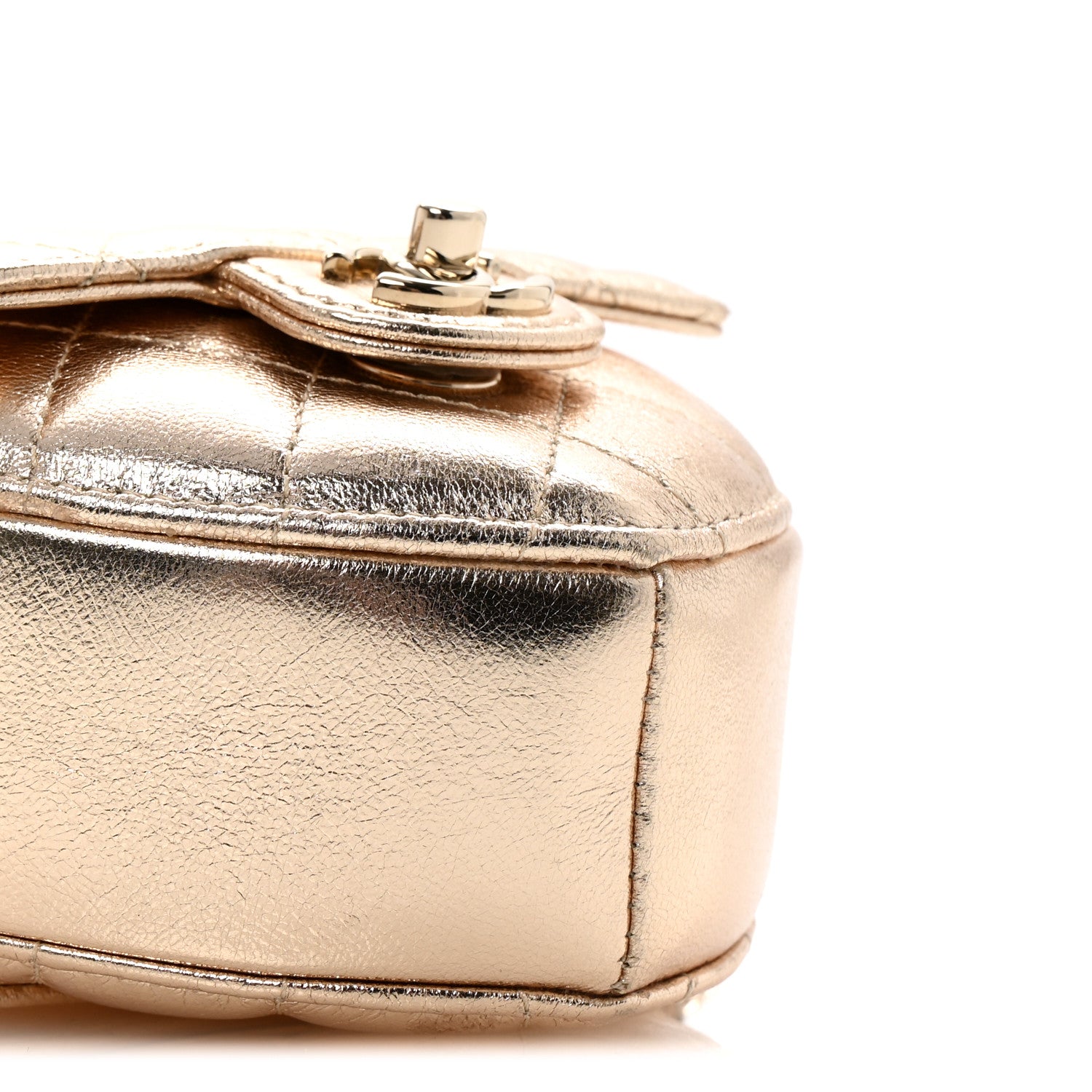 Chanel Metallic Lambskin Quilted CC In Love Heart Waist Belt Bag With Chain Gold 9 of 11