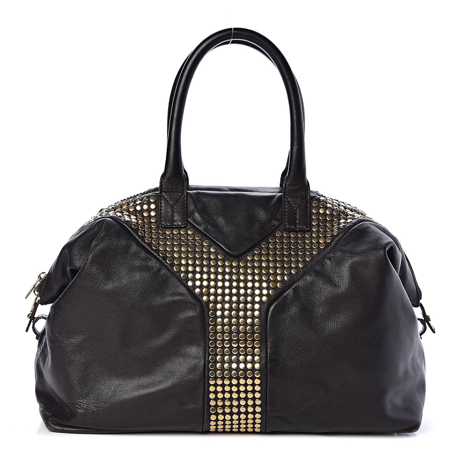Saint Laurent Chevre Studded Large Rock Stud Easy Y Dark Brown 1 of 10