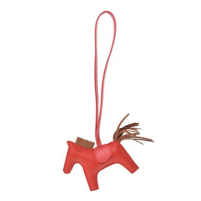 Hermes Milo Lambskin Grigri Rodeo Horse Bag Charm PM Rouge Indien Gold Bougainvillea 1 of 4